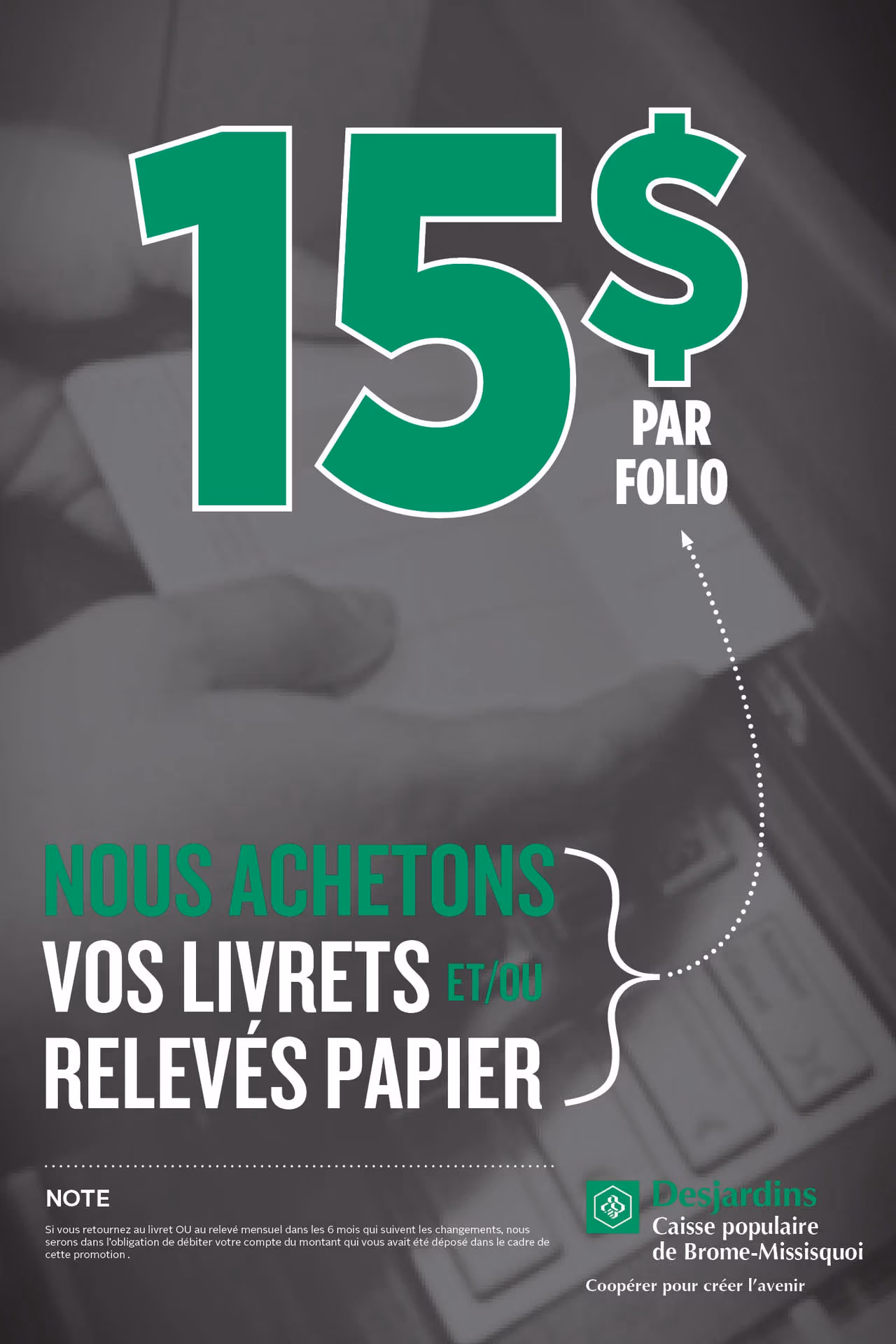infographie Affiche Caisse-Desjardins Nous achetons vos livrets